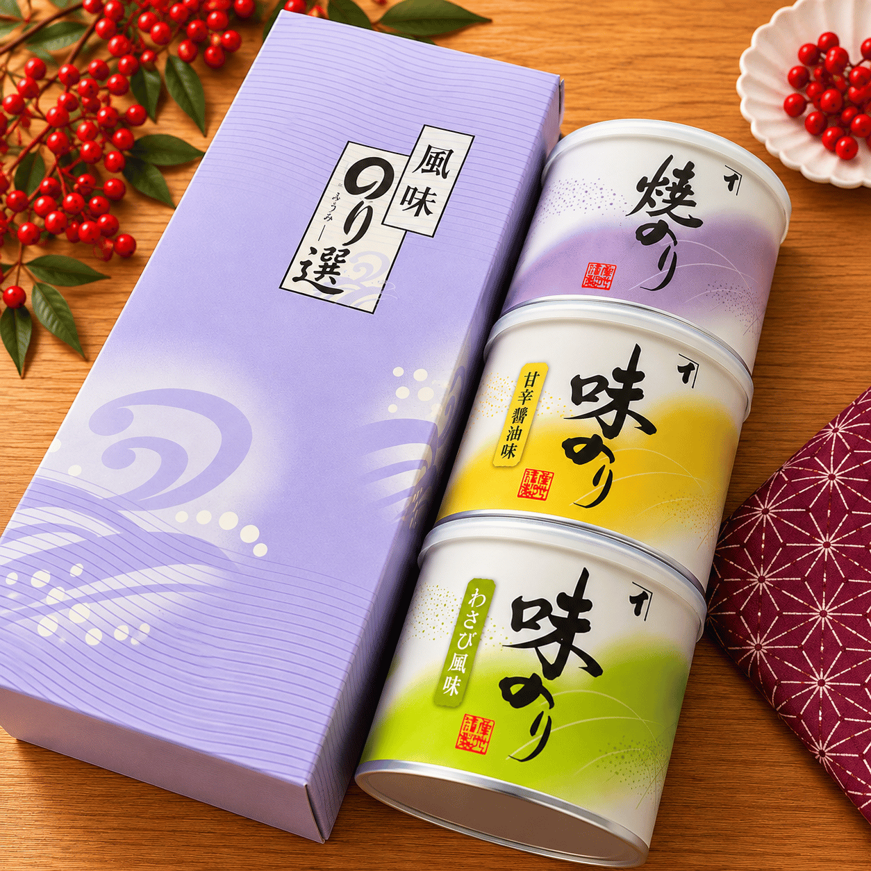 食卓缶 海苔詰め合わせ 3缶箱入り